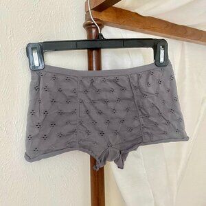 Free People Intimately Eyelet Feminine Sleep Boyshorts in Gray Grey, XS